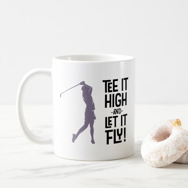 Cute Golf Tee Funny Humour Sports Purple Black Coffee Mug (With Donut)