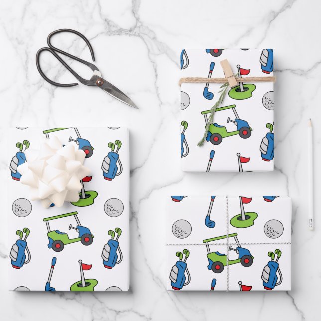 Cute Golf Wrapping Paper Sheet (Front)