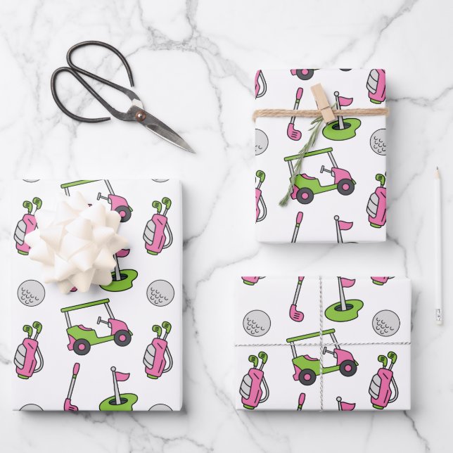 Cute Golf Wrapping Paper Sheet (Front)