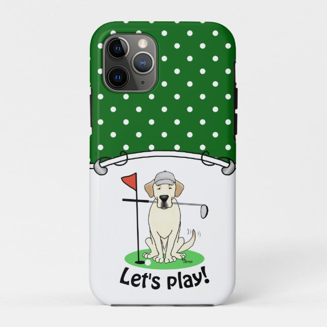 Cute Golf Yellow Labrador Retriever Dog Case-Mate iPhone Case (Back)