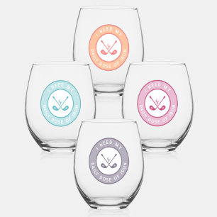 Cute Golfer Humour Funny Golf Iron Sports Gift Set Stemless Wine Glass