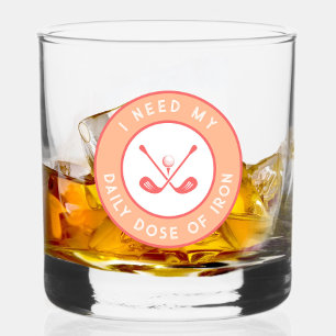 Cute Golfer Humour Funny Golf Iron Sports Peach Pr Whiskey Glass