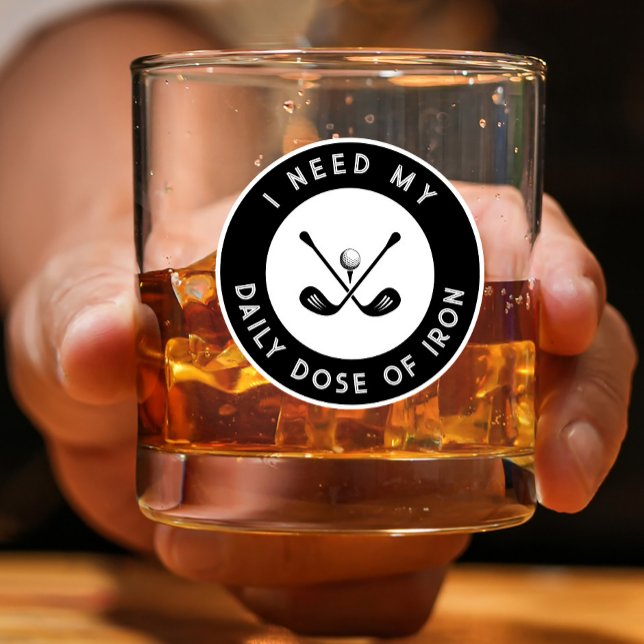 Cute Golfer Humour Golf Iron Sports Pro Black Whit Whiskey Glass (Cute Golfer Humor Golf Iron Sports Pro Black White Whiskey Glass)