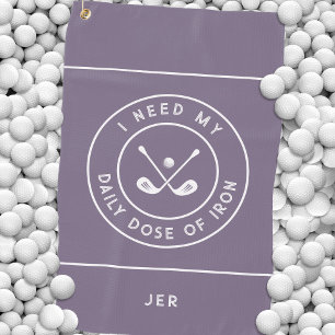 Cute Golfer Humour Golf Iron Sports Pro Purple Golf Towel