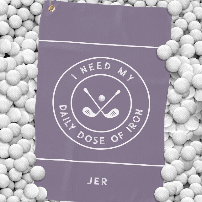 Cute Golfer Humour Golf Iron Sports Pro Purple Golf Towel (Cute Golfer Humor Golf Iron Sports Pro Purple Golf Towel)