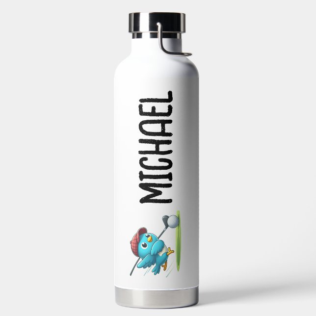 Cute Golfing Birdie  Water Bottle (Left)