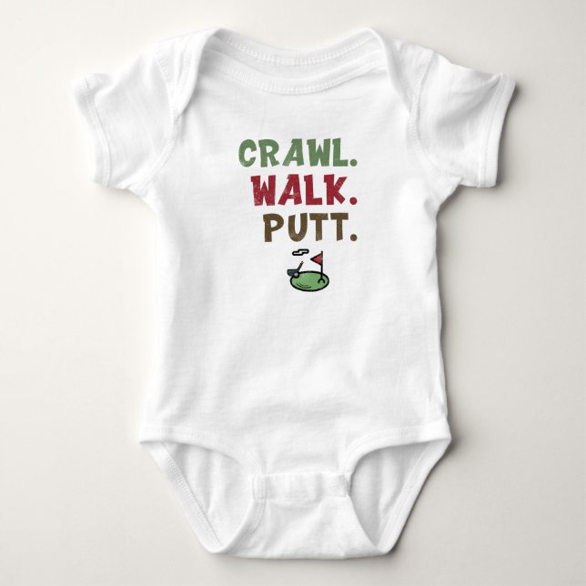 Cute Golfing, Crawl Walk Putt  Baby Bodysuit (Front)