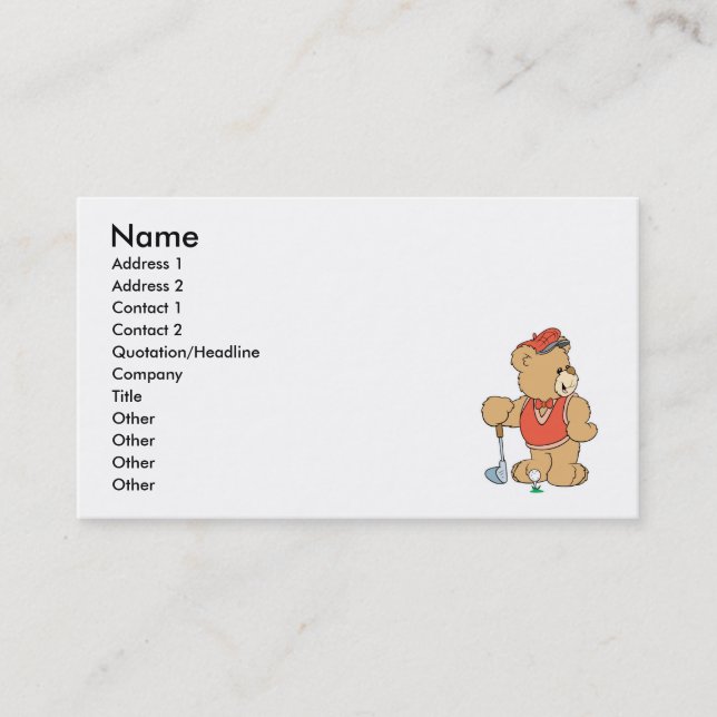 Cute Golfing Golfer Bear Business Card (Front)