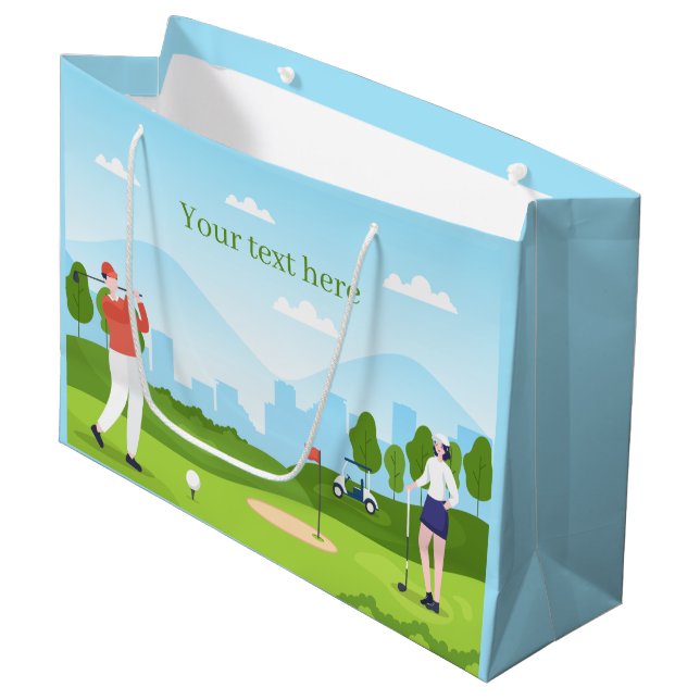 cute golfing party add text  large gift bag (Front Angled)