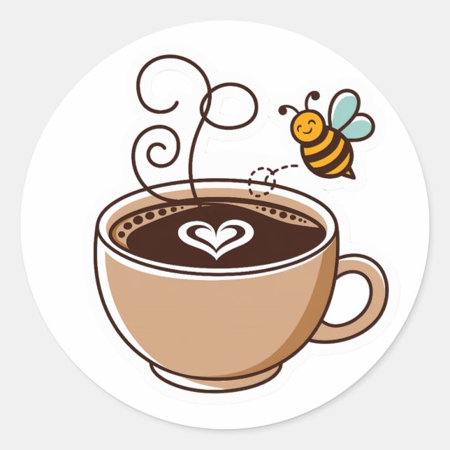 Cute Good Morning Coffee Classic Round Sticker (Front)