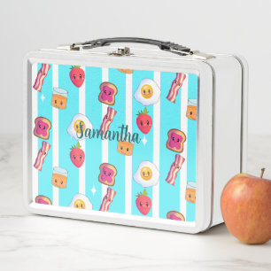 Cute Good Morning Delicious Breakfast Metal Lunch Box