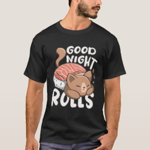 Cute Good Night Cat Sushi Pyjamas T-Shirt