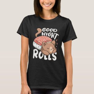 Cute Good Night Cat Sushi Pyjamas T-Shirt