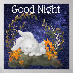 Cute Good Night wishes cat sleeping poster