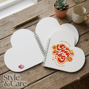 Cute Good Vibes Heart Spiral Bound Notebook