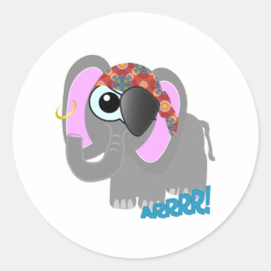 Cute Goofkins elephant pirate Classic Round Sticker