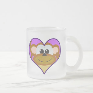 Cute Goofkins monkey heart Frosted Glass Coffee Mug