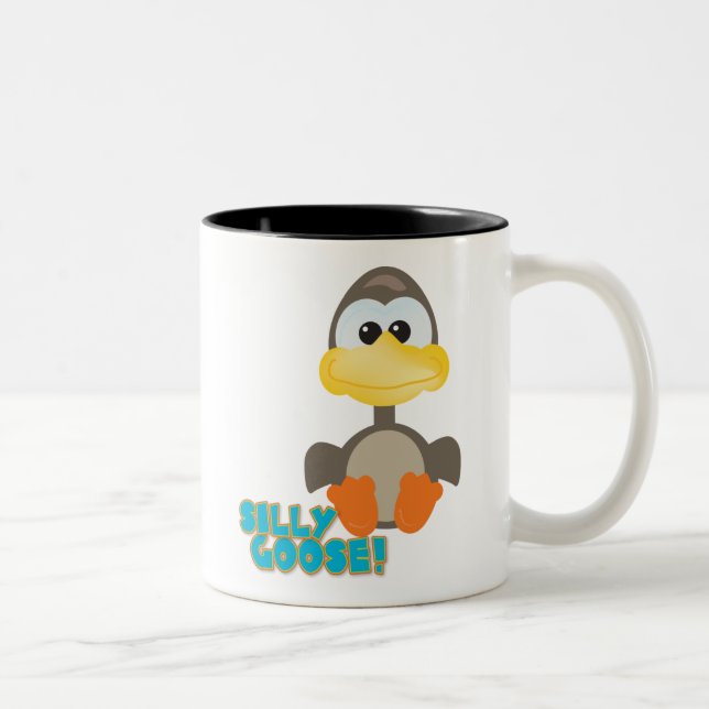 Cute Goofkins silly goose Two-Tone Coffee Mug (Right)