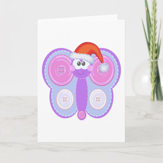 Cute Goofkins Xmas butterfly santa Holiday Card (Front)