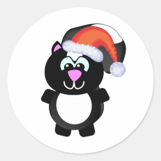 Cute Goofkins Xmas skunk santa Classic Round Sticker