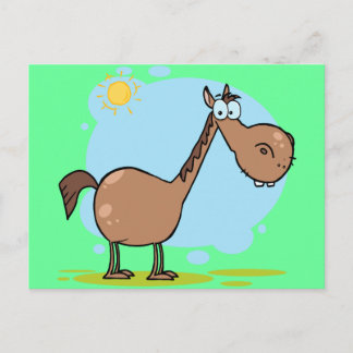 Cute Goofy Brown Cartoon Horse Postcard