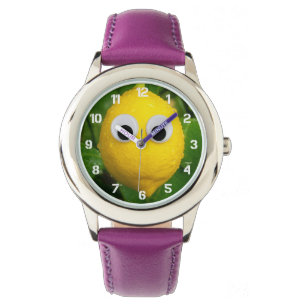 Cute Googly Eye Lemon Kids Clock Watch