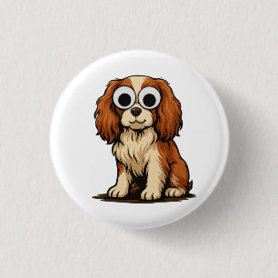 Cute Googly-Eye Puppy Illustration 3 Cm Round Badge