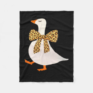 Cute Goose Auntie Leopard Bow Funny Animal Lover Fleece Blanket