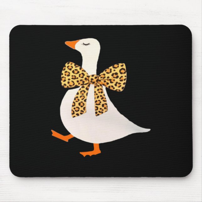 Cute Goose Auntie Leopard Bow Funny Animal Lover Mouse Mat (Front)
