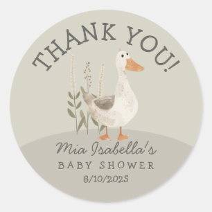Cute Goose Baby Shower Thank You Round Sticker