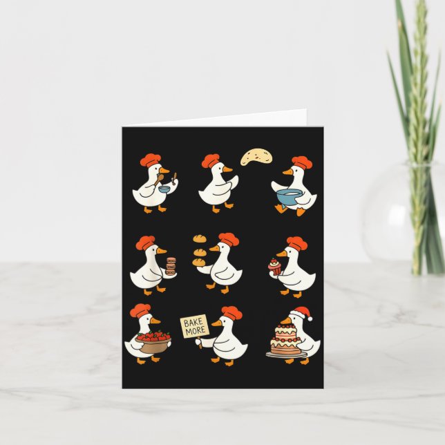 Cute Goose Baking Funny Baker Goose Chef Pastry Ba Card (Front)