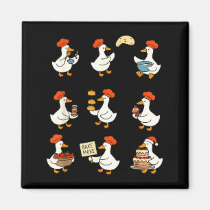 Cute Goose Baking Funny Baker Goose Chef Pastry Ba Magnet