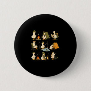 Cute goose camping funny outdoor lovers camping 6 cm round badge
