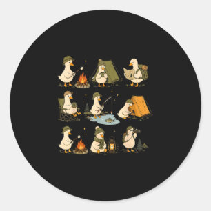 Cute goose camping funny outdoor lovers camping classic round sticker