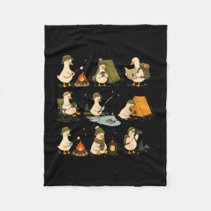 Cute goose camping funny outdoor lovers camping fleece blanket