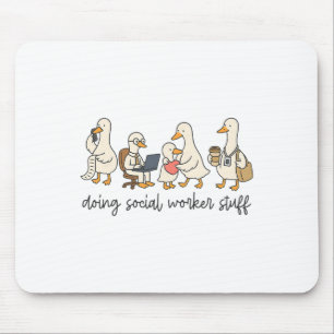 Cute Goose Doing Social Worker Stuff, Mental Healt Mouse Mat