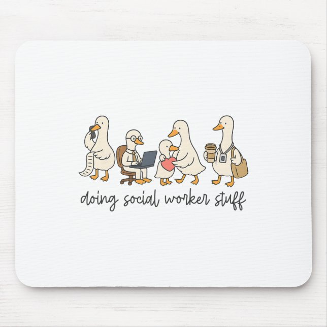 Cute Goose Doing Social Worker Stuff, Mental Healt Mouse Mat (Front)