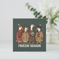 Cute Goose Freezin' Season Winter Cosy Fall Duck 
