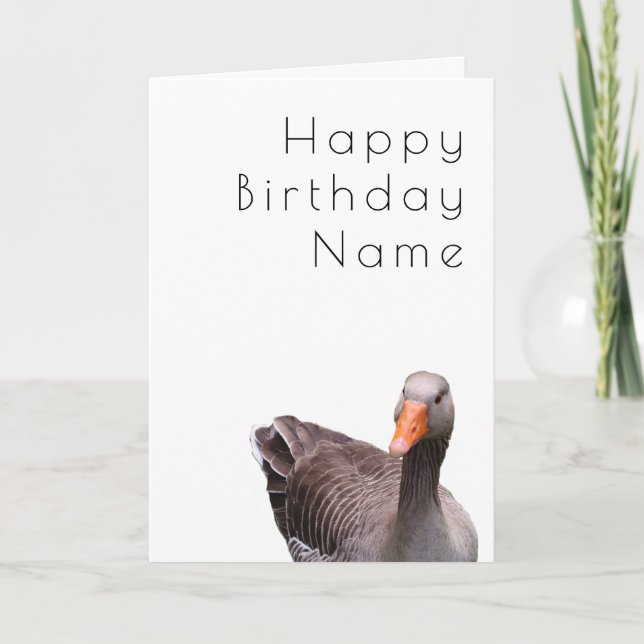 Cute Goose Funny Cartoon Art Deco Birthday Card (Front)
