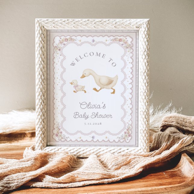 Cute Goose Gender Neutral Baby Shower Welcome Poster (Creator Uploaded)