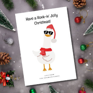 Cute Goose in Christmas Hat Funny Holiday Card