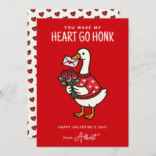 Cute Goose Kids Classroom Valentines Day Card
