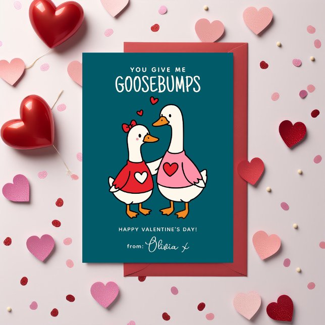 Cute Goose Kids Classroom Valentines Day Card (Creator Uploaded)