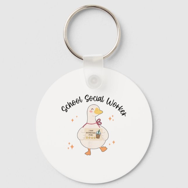 Cute Goose Social Worker Case Manager Apparel Ment Key Ring (Front)