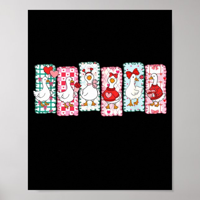 Cute Goose Valentine Coquette,duck Funny Gift Tee  Poster (Front)