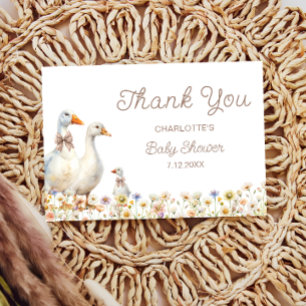 Cute Goose Wildflower  Baby Shower Thank You  Card