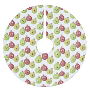 Cute gooseberry trio singing cartoon brushed polyester tree skirt