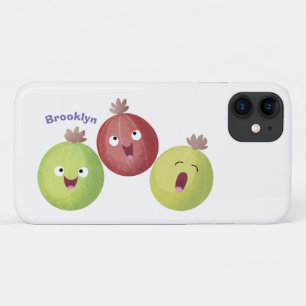 Cute gooseberry trio singing cartoon  iPhone 11 case
