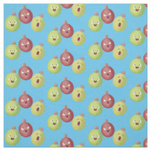 Cute gooseberry trio singing cartoon fabric