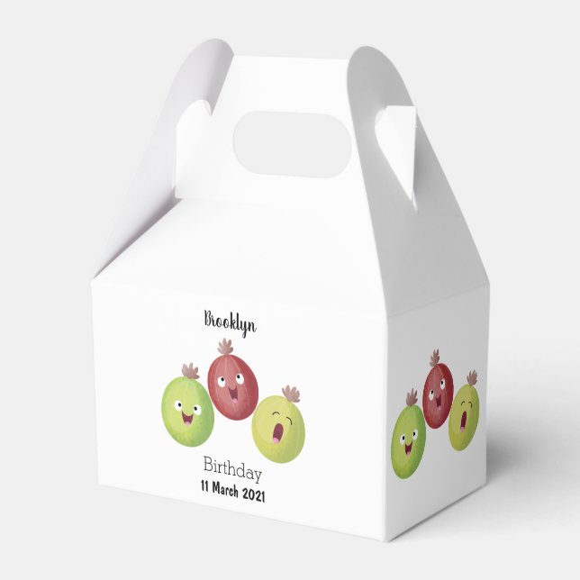 Cute gooseberry trio singing cartoon favour box (Front Side)